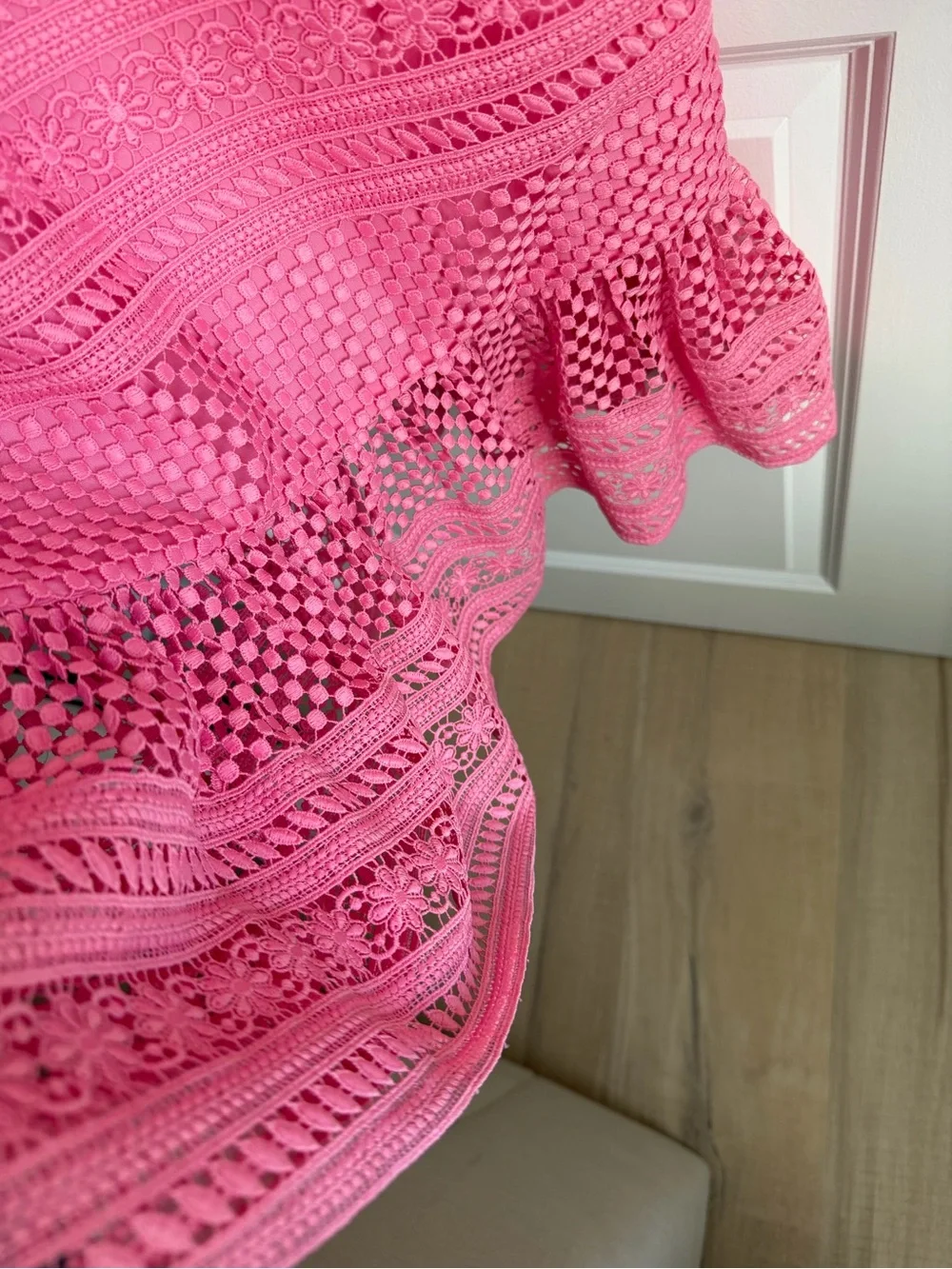 J Crew Pink Crochet Knit Ruffle Hem Sundress